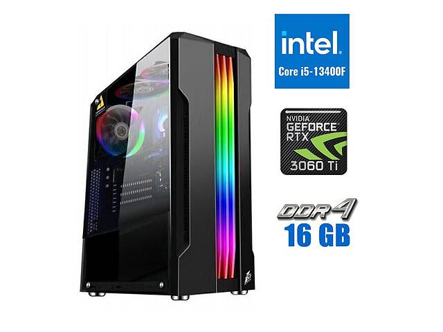 Игровой ПК Tower / Intel Core i5-13400F (10 (16) ядер по 1.8 - 4.6 GHz) / 16 GB DDR4 / 500 GB SSD M.2 / nVidia GeForc...
