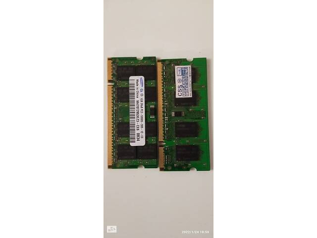 Пара оперативной памяти для ноутбука Samsung DDR2 1Gb 800MHz CL6 Б/У