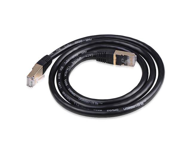 Патч-корд Ugreen NW107 прямой UTP сетевой кабель Ethernet Cat7 с RJ 45 5м Черный (11271)
