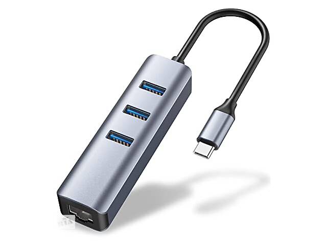 Перехідник мережевий Lucom USB Type-C-RJ45 LAN M/F (USB3.0) 0.20m GigaLan +HUBx3 білий (62.09.8192)