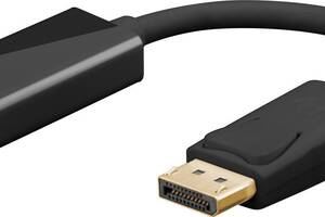 Перехідник моніторний Goobay DisplayPort-HDMI M/F (HDMIекран) v1.2 4K@30Hz 0.1m D=4.8mm чорний (75.06.7881)