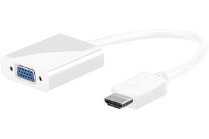 Перехідник моніторний Goobay HDMI->VGA HD15 (VGA-екран) Pas 1080p 0.20m +3.5mm Audio білий (75.05.1758)