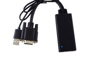 Перехідник моніторний Lucom HDMI->VGA HD15 (HDMIекран) +USB Audio 0.2m USB-powered чорний (62.09.8051)