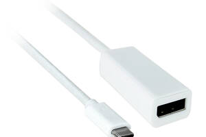 Перехідник моніторний Lucom USB Type-C-DisplayPort M/F (DP-alt-Mode) 0.1m v1.2 4K@60Hz білий (25.02.5064)