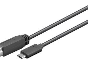 Перехідник обладнання Goobay USB Type-C-3.0B M/M 1.0m (USB3.0) D=3.8mm Gold Cu чорний (75.07.1524)