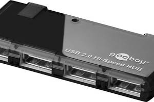 Перехідник обладнання Goobay USB2.0 A 1x4 (HUB) Pas SlimLine Black чорний (75.09.5670)