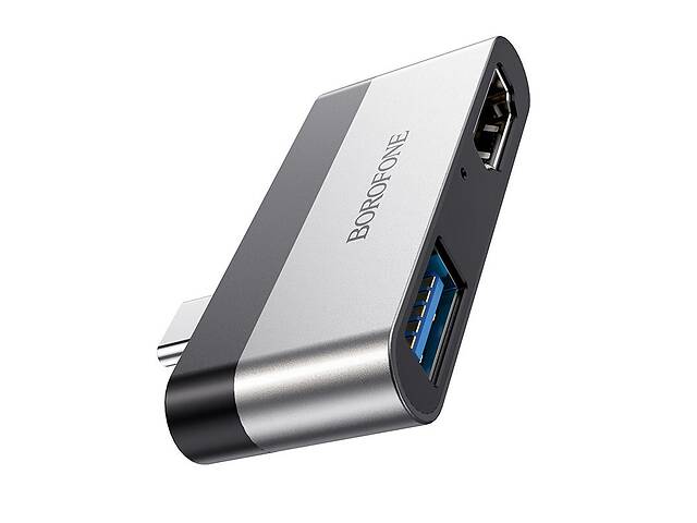 Переходник Borofone DH2 USB-C папа на USB3.0 + HDMI HD TV Silver