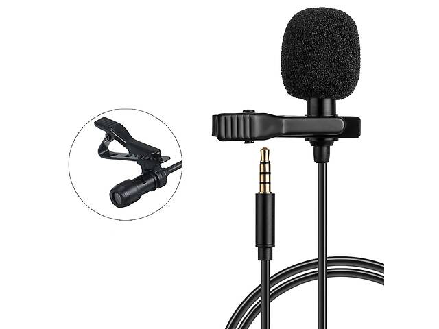 Петличка для телефона Lavalier microphone HSX-M01 Черный, петличный микрофон для смартфона внешний 1.5м (ST)