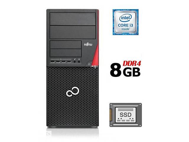 Компьютер Fujitsu Esprimo P756 E90+ Tower / Intel Core i3-6100 (2 (4) ядра по 3.7 GHz) / 8 GB DDR4 / 240 GB SSD / Int...