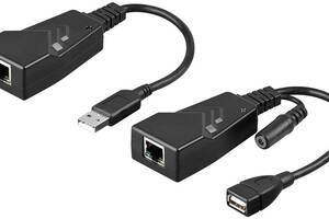 Подовжувач пристроїв активн Goobay USB2.0 A M/F (over RJ45) x1 100m Act v2.0 чорний (75.06.9074)