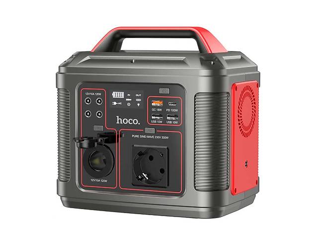 Портативная электростанция HOCO DB28 296Wh 80000mAh чистый синус|600W/300W, 3USB/Type-C/AC, PD/QC3.0, LED