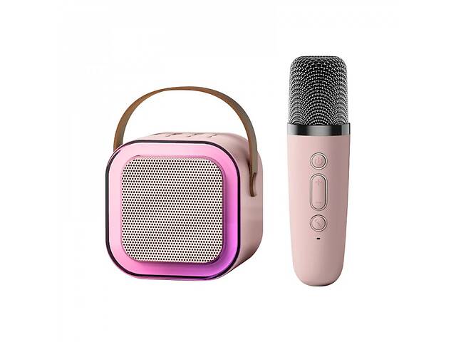 Портативная караоке Система Детская Bluetooth + Микрофон с Функцией Смены Голоса KTV К12 Розовая (764)
