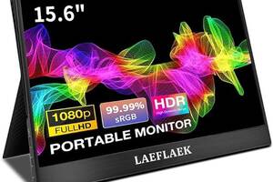 Портативний монітор LAEFLAEK, 15,6 дюйми, 1080P для ноутбука, HDMI USB-C, Mac Phone, PS5, Xbox Switch зі смарт