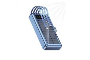 Повербанк УМБ Power Bank 20000mAh UKC Solar Z 8412 с кабелями и солнечной панелью Blue