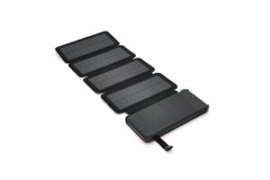 Power bank 12000 mAh Solar, (5V/200mA), 2xUSB, 5V/1A/2.1A, USB microUSB, ударо защищеный прорезиненный корпус, Bl...