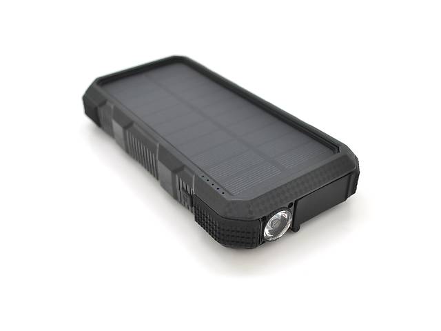 Power bank 20000 mAh Solar, Flashlight,Input:5V/1A(microUSB, TypeC), Output:5V/2,1А(2хUSB),PD, rubberized case, Black...