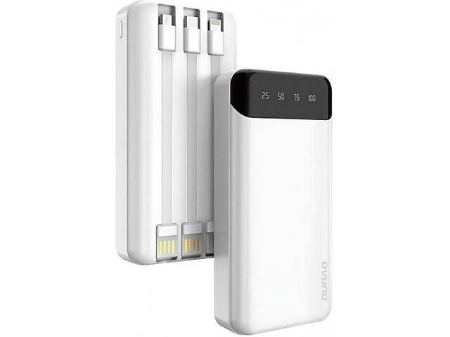 Power Bank Dudao K6 Pro 20000mAh + cable Type-C/Micro/Lightning White (Код товара:24411)