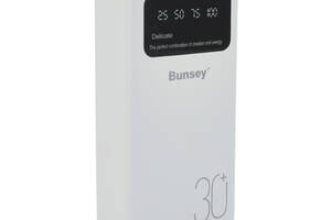 PowerBank Bunsey BY-12 30000mAh, Input:MicroUSB+Type-C, Output:2USB/Type-C, QC22.5W/PD20W, White
