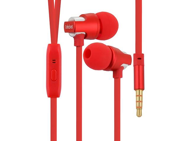 Проводные наушники с микрофоном и чистым звуком Celebrat C8 3.5 mm 1.2 м Red