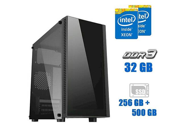 Робоча станція Vinga Black Tower/2x (ДВА) Intel Xeon E5-2689 (16 (32) ядер по 2.6 - 3.6 GHz)/32 GB DDR3 ECC/25...