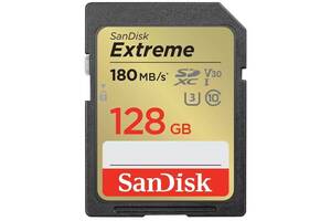 SanDisk Карта памяти SD 128GB C10 UHS-I U3 R180/W90MB/s Extreme V30