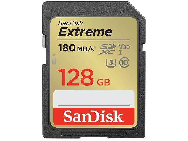 SanDisk Карта памяти SD 128GB C10 UHS-I U3 R180/W90MB/s Extreme V30