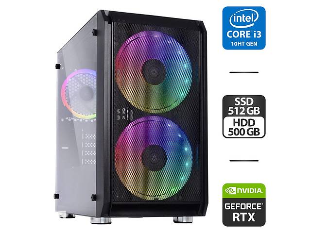 Под заказ новый ПК Qube Neptune Tower/ i3-10100F/ 16GB RAM/ 512GB SSD/ GeForce RTX 3060 12GB