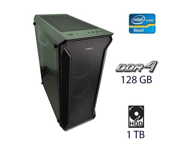 Сервер Mid Vinga Tower / 2x Intel Xeon E5-2643 v3 (6 (12) ядра по 3.4 - 3.7 GHz) / 128 GB DDR4 / 1 TB HDD / 650W