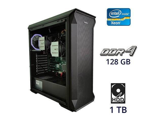 Сервер Vinga Mid Tower / 2x Intel Xeon E5-2680 v3 (12 (24) ядер по 2.5 - 3.3 GHz) / 128 GB DDR4 / 1 TB HDD / 650W