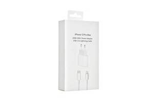 Сетевое зарядное устройство Apple 20W USB-C MHJ83ZM/A A2347 + кабель Type-C – Lightning-белый