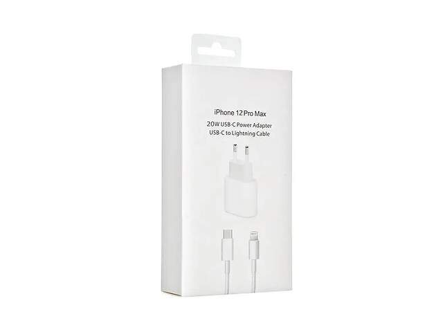 Сетевое зарядное устройство Apple 20W USB-C MHJ83ZM/A A2347 + кабель Type-C – Lightning-белый