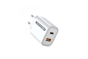 Сетевое зарядное устройство Aspor A806 Fast Charger (USB/USB-C/3A/33W)- белый