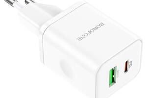 Сетевое зарядное устройство Borofone BN7 2 USB-C 20W и USB 18W PD / QC / AFC / FCP Белый