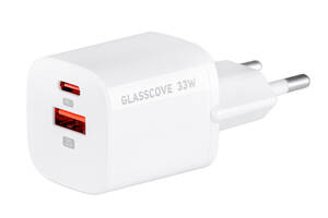 Сетевоe зарядное устройство Glasscove GAN TC-099BPQ33 3A 33W USB+Type C White (3_02179)