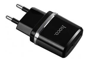Сетевое зарядное устройство Hoco C12 2USB Charger 2.4A Черное (300448)