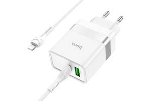 Сетевое зарядное устройство Hoco N21 Topspeed USB-A 30W / Type C 30W Type-C to iPhone Белый