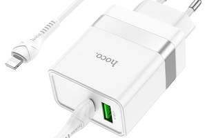 Сетевое зарядное устройство Hoco N21 Topspeed USB-A 30W / Type C 30W Type-C to iPhone Белый