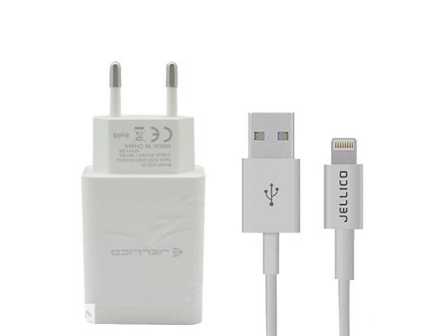 Сетевое зарядное устройство Jellico AQC33 1USB QC3.0 + cable Lightning White (Код товара:8682)