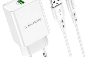 Сетевое зарядное устройство с кабелем Borofone BN5 USB 18W QC3.0 / 2.0 FCP AFC EU Micro-USB