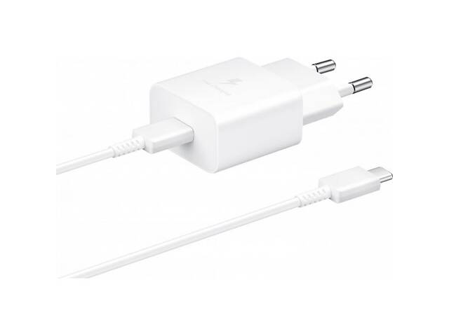 Сетевое зарядное устройство Samsung Power Adapter 15W Type-C + cable Type-C White (EP-T1510XWEGRU) (Код товара:22896)