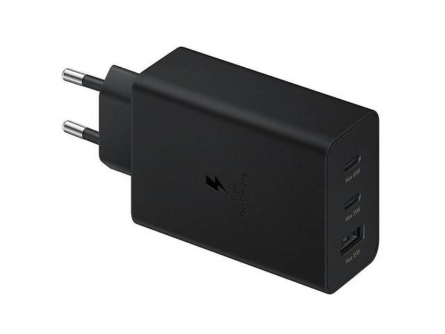 Сетевое зарядное устройство Samsung Trio 65W 2Type-C+USB Black (EP-T6530NBEGRU) (Код товара:23060)