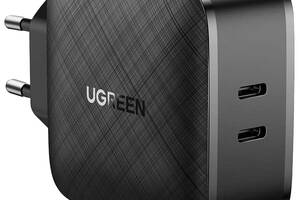 Сетевое зарядное устройство Ugreen CD216 66W 2xType-C PD Charger Black (6689270)