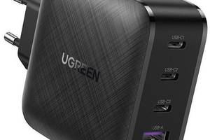 Сетевое зарядное устройство Ugreen CD224 65W USB + 3xType-C PD GaN Charger Black (6689271)