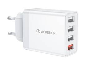 Сетевое зарядное устройство WK WP-U125 Smart Charge QC3.0/18W EU 4 USB 33W Белый