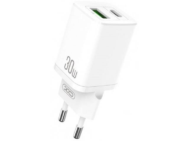 Сетевое зарядное устройство XO HN238A USB-C/USBA PD QC3.0 30W 3A White (Код товара:26679)