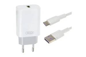 Сетевое зарядное устройство XO L85D Single USB QC3.0 18W + cable Type-C White (Код товара:24417)