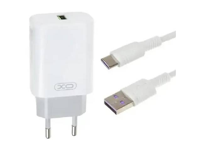 Сетевое зарядное устройство XO L85D Single USB QC3.0 18W + cable Type-C White (Код товара:24417)