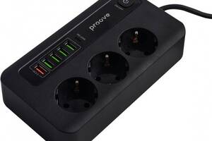 Сетевой фильтр Proove Power Socket PD-03 (3 розетки + 5 USB + 1 Type-C 20W) 2М (black)