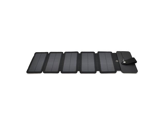 Solar panel 5 Foldings, built-in microUSB cable, Output: 5 /1,2 А(USB), plastic, Black, Corton box