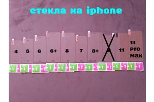 Стекло закаленное на iphone 4,5,6,6+,7,7+,8,8+11,11 Pro Max защита экрана